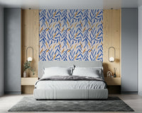 Textured watercolor style of the appealing Watercolor Blue & Gold Botanical Wallpaper print., GD6514