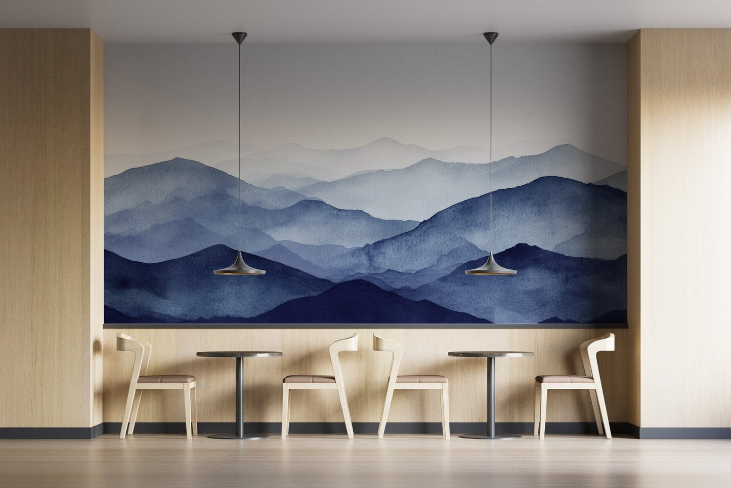 Watercolor Blue Mountain Wallpaper - Giffywalls C462