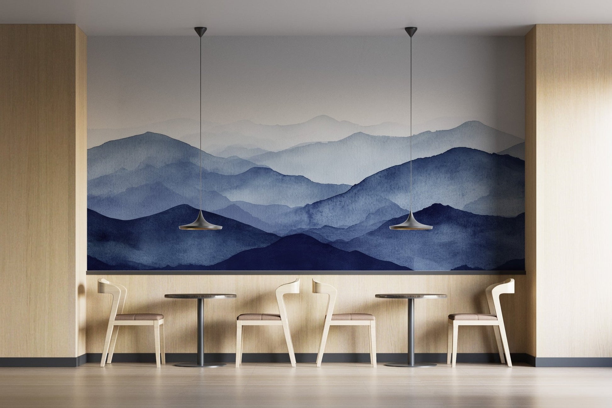 Watercolor Blue Mountain Wallpaper - Giffywalls C462