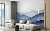 Watercolor Blue Mountain Wallpaper adds elegance to living rooms 
C462