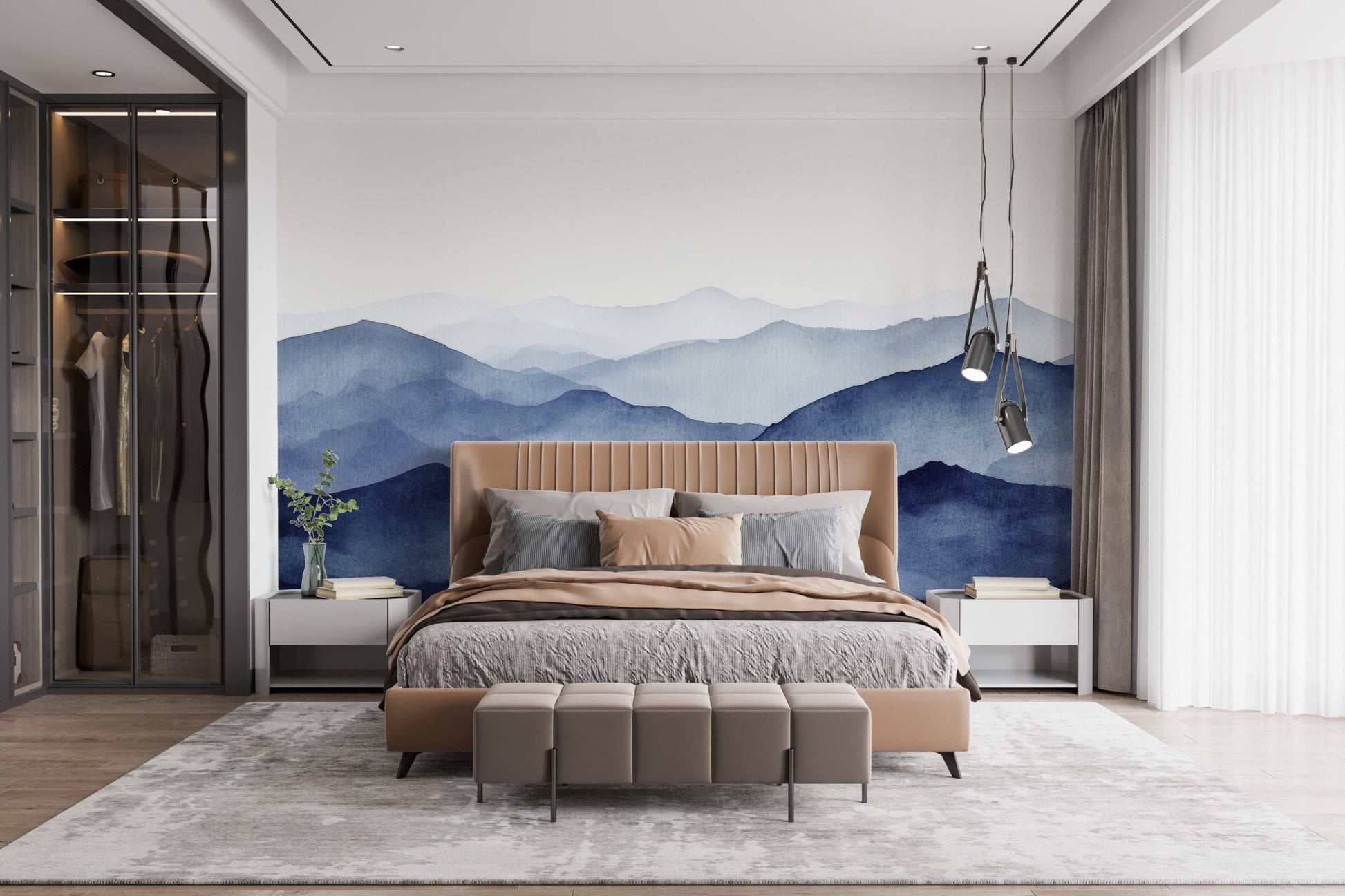 Watercolor Blue Mountain Wallpaper - Giffywalls C462
