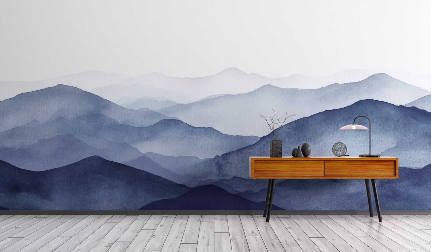 Watercolor Blue Mountain Wallpaper 
C462