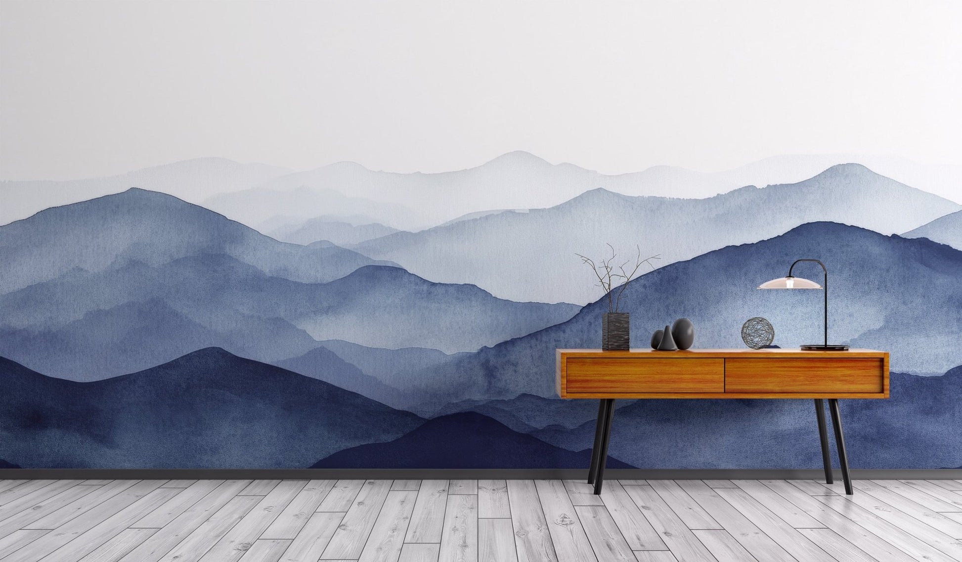 Watercolor Blue Mountain Wallpaper 
C462