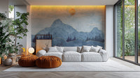 Scenic Watercolor Blue Mountain Wall Mural Design mountain-28