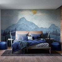 Watercolor Blue Mountain Wallpaper Mural for Walls mountain-28