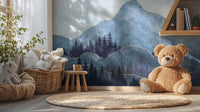 Removable Watercolor Blue Mountain Wallpaper Decor mountain-28