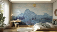 Watercolor Blue Mountain Wallpaper Murals - Giffywalls mountain-28