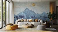 Watercolor Blue Mountain Wallpaper Murals - Giffywalls mountain-28