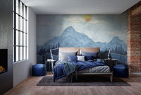Watercolor Blue Mountain Wallpaper Mural for Walls