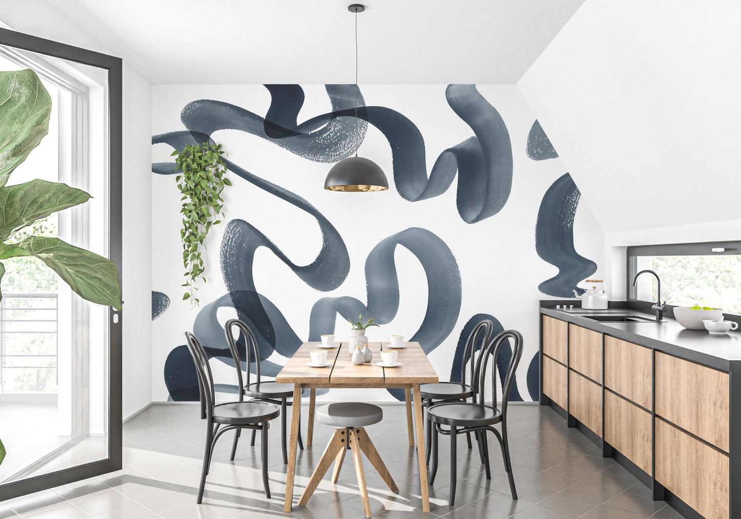 Watercolor Blue Swirls Wallpaper Mural - Giffywalls