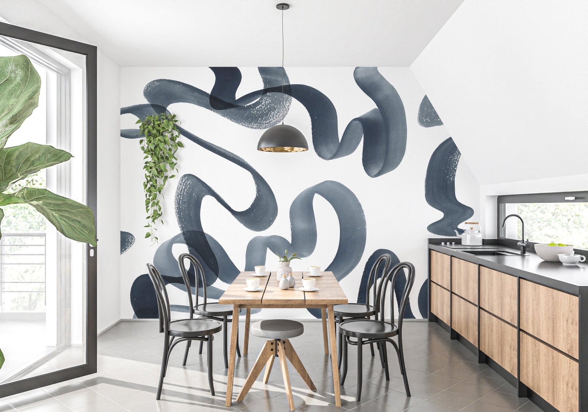 Watercolor Blue Swirls Wallpaper Mural - Giffywalls