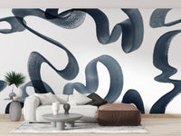 Watercolor Blue Swirls Wallpaper Mural - Giffywalls