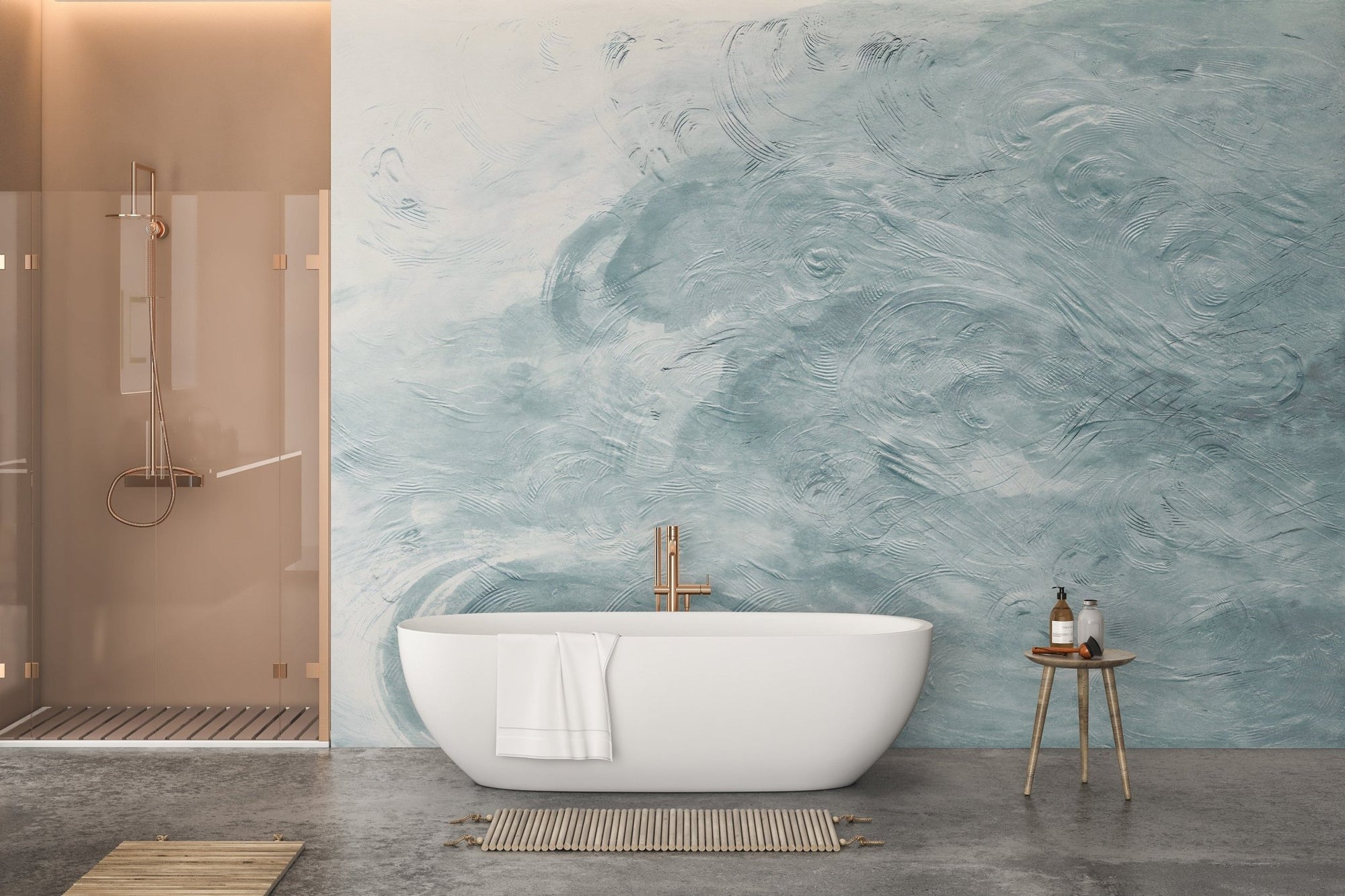 Beautiful watercolor blue waves wallpaper for walls A305