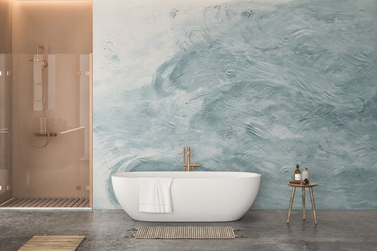 Beautiful watercolor blue waves wallpaper for walls A305