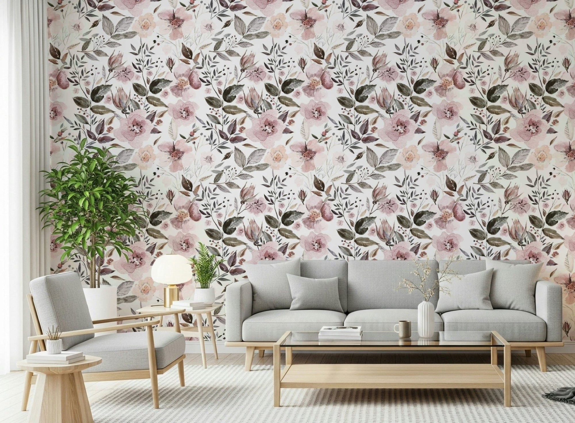 Watercolor Blush Vintage Bloom soft pink floral wall decor., GD7211