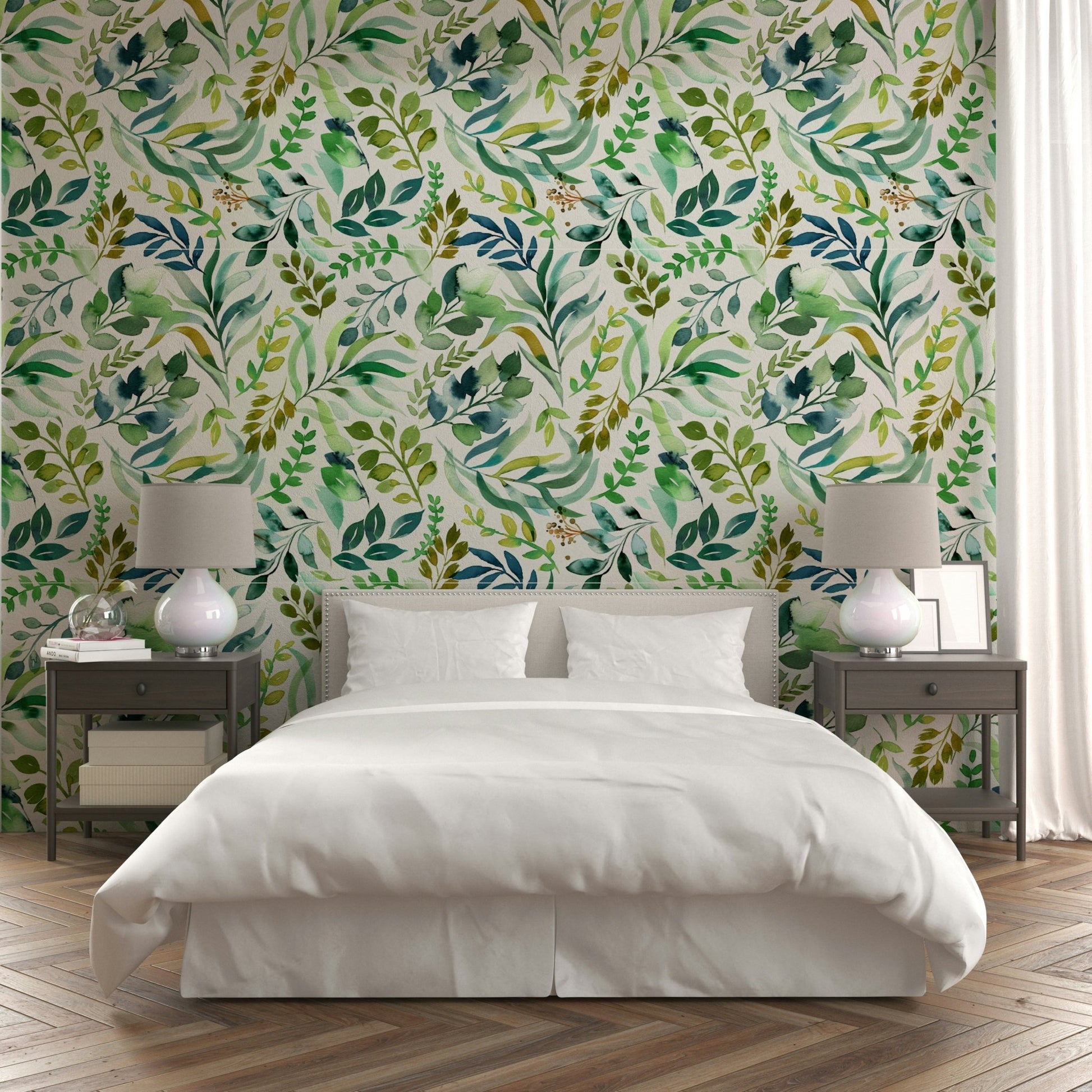 Botanical leaf pattern wallpaper for interiors, GD1540
