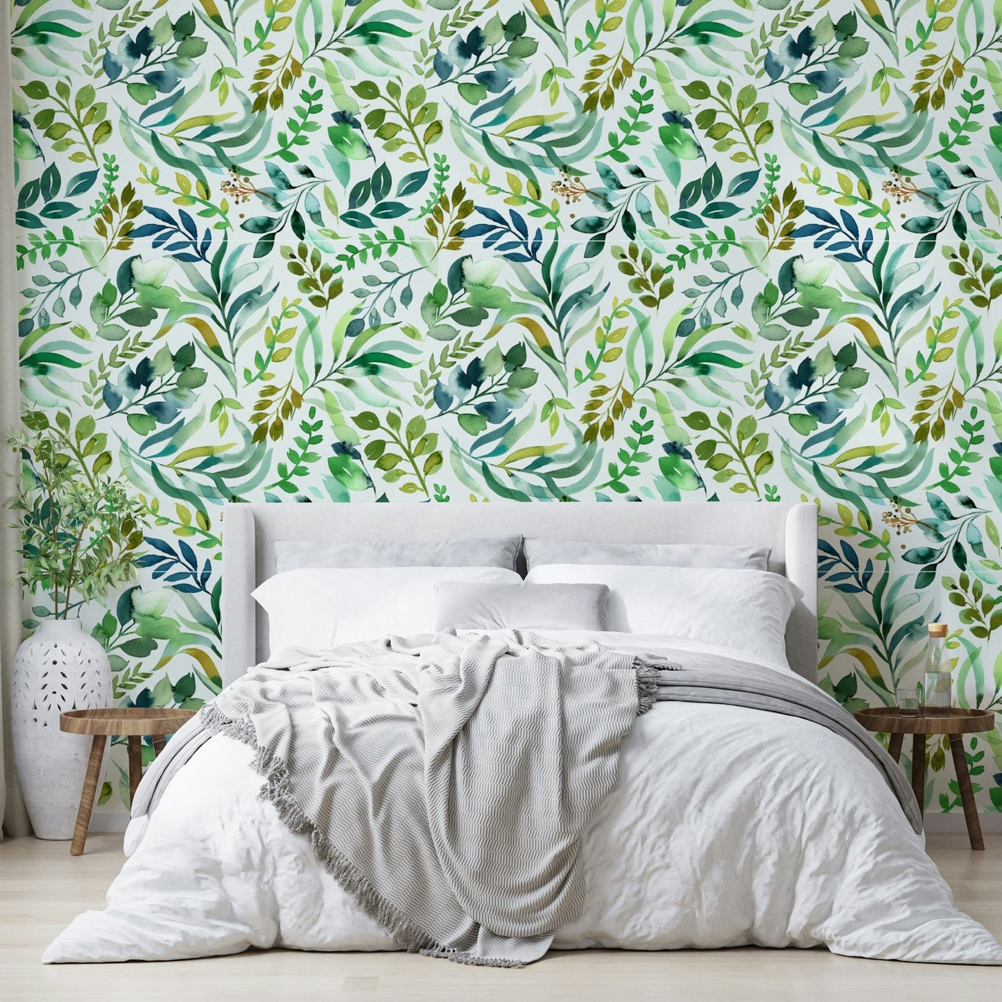Watercolor leaves mural with nature-inspired look, GD1540