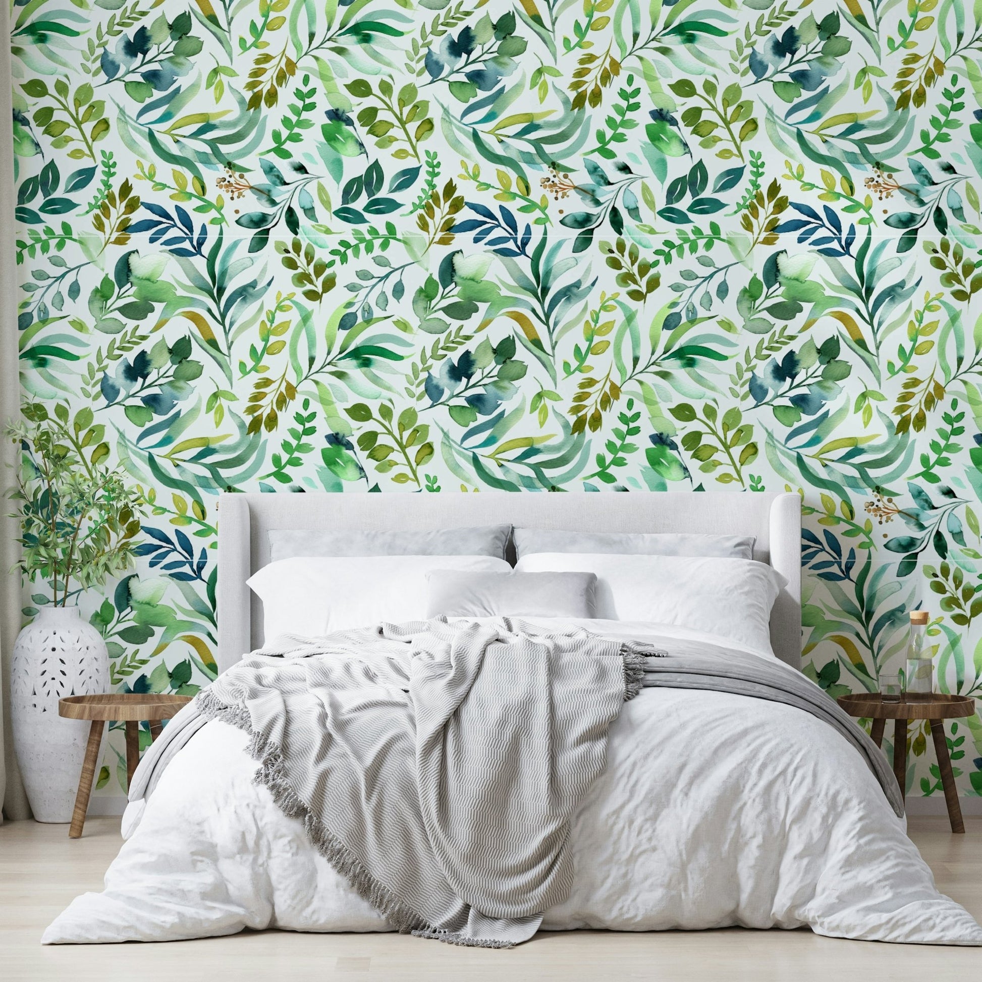 Watercolor leaves mural with nature-inspired look, GD1540