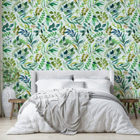 Watercolor leaves mural with nature-inspired look, GD1540