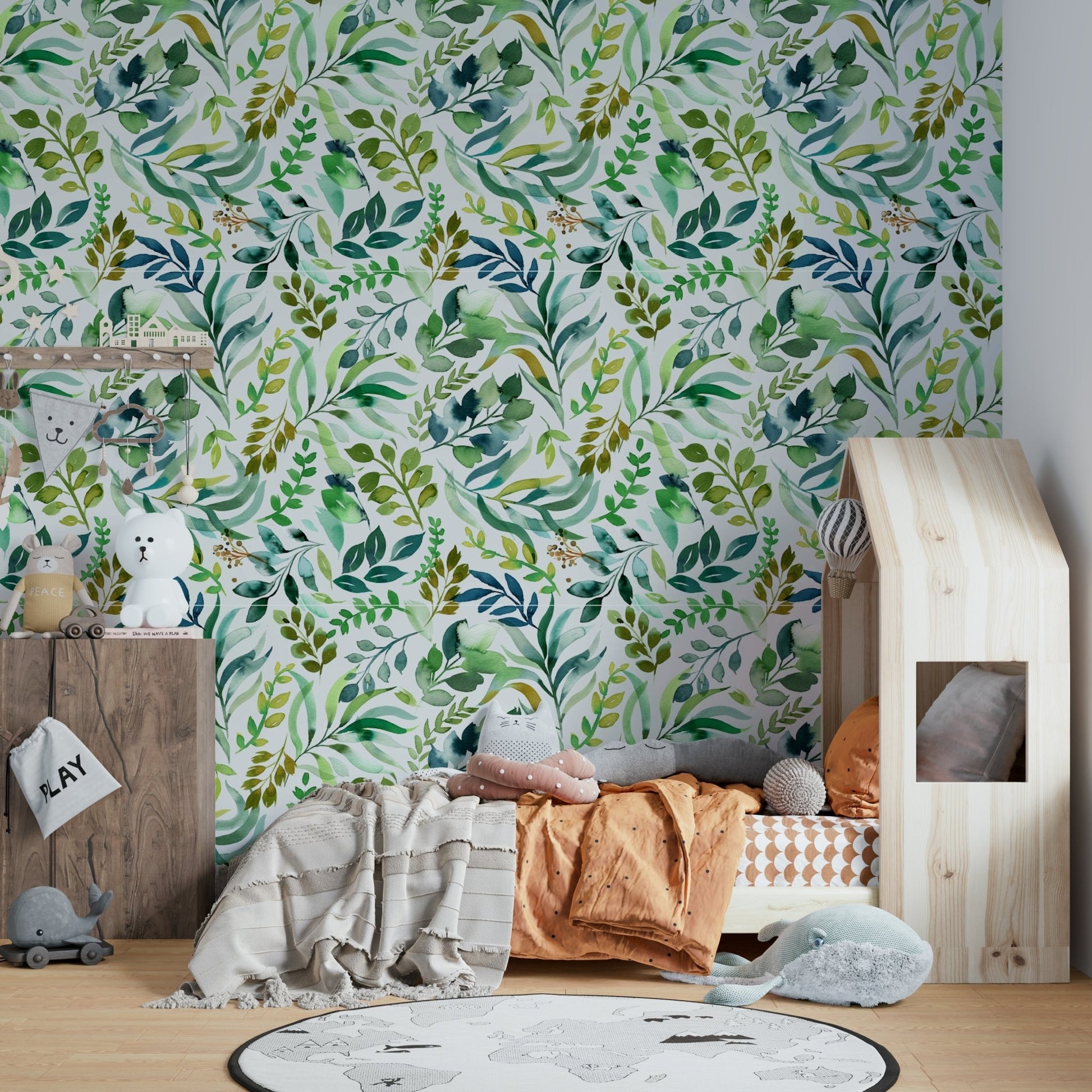 Artistic foliage wallpaper in watercolor style, GD1540