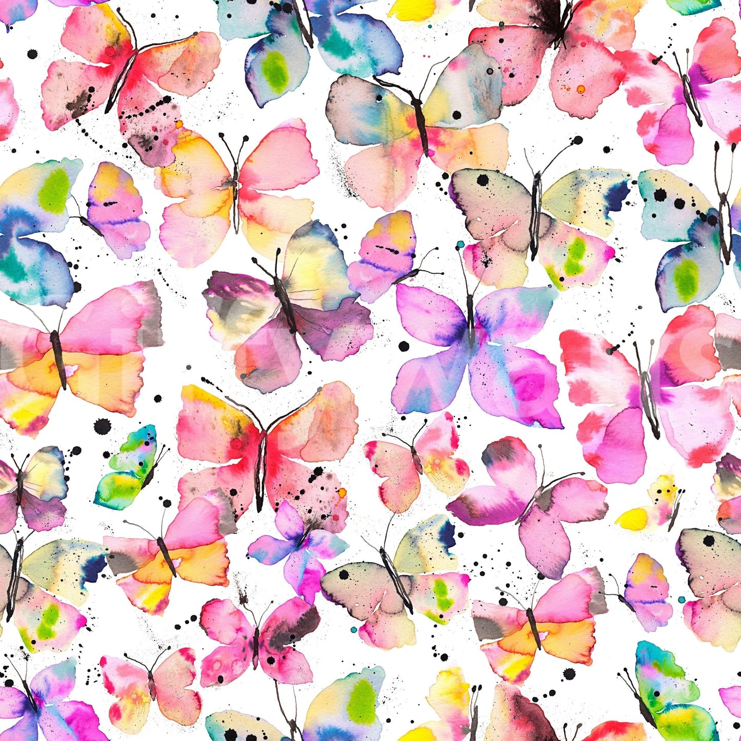Elegant butterfly wallpaper in hand-painted style

