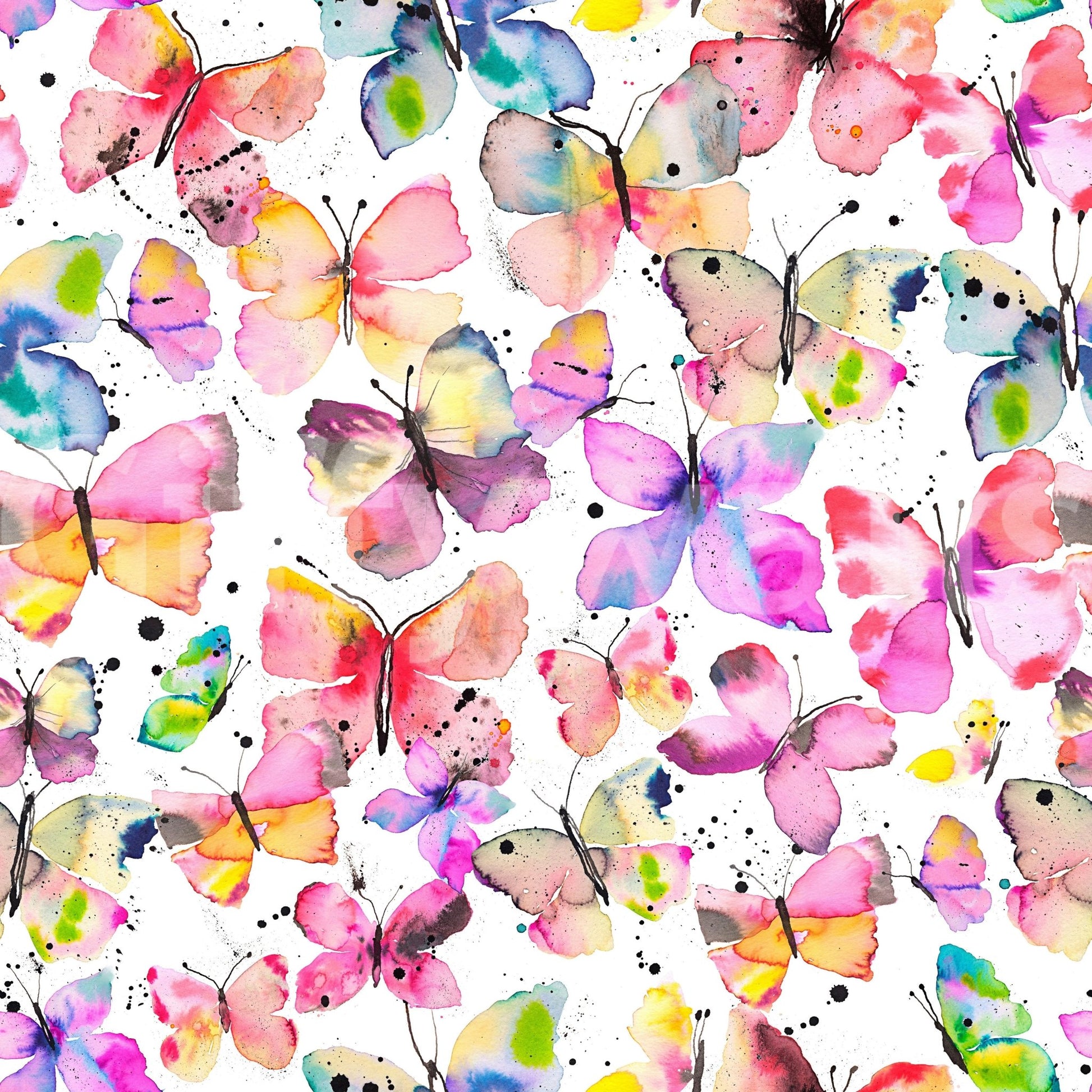 Elegant butterfly wallpaper in hand-painted style


