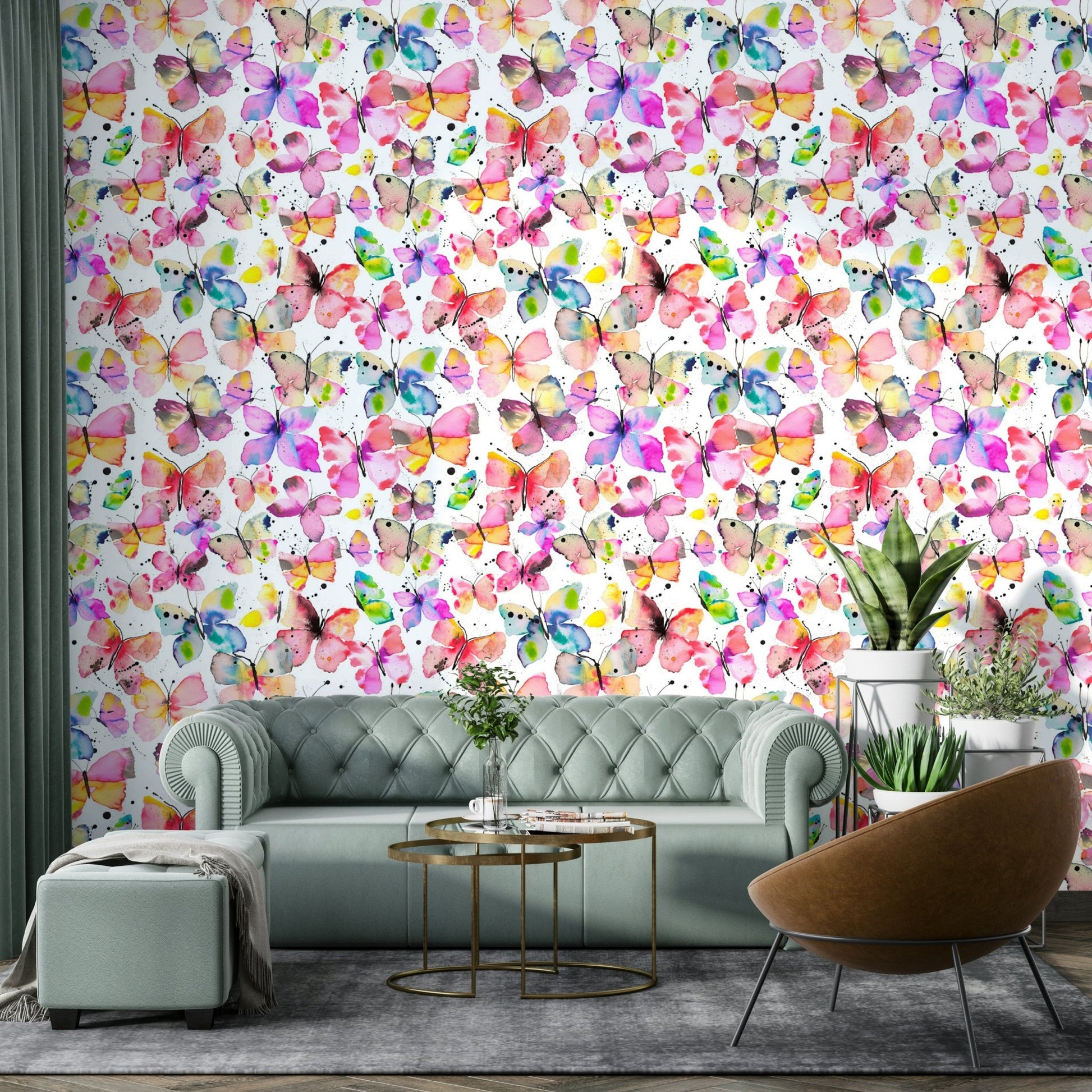 Nature-inspired butterfly wall design in watercolor

