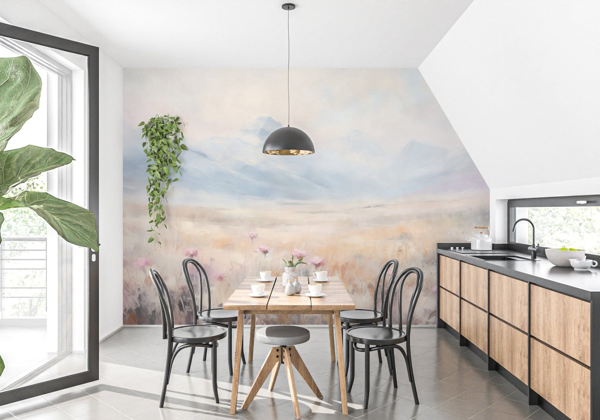 Watercolor California spring wallpaper murals for a fresh, vibrant room. DTIL50
