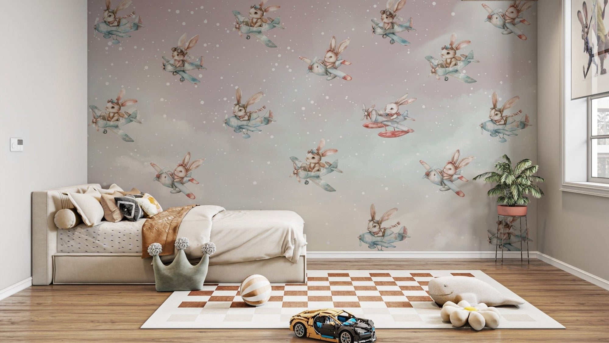 Adorable flying bunny nursery décor EP3