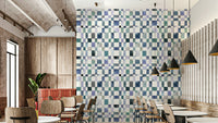 Blue checker wallpaper with watercolor effect

