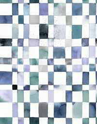 Artistic blue checks wallpaper for home decor

