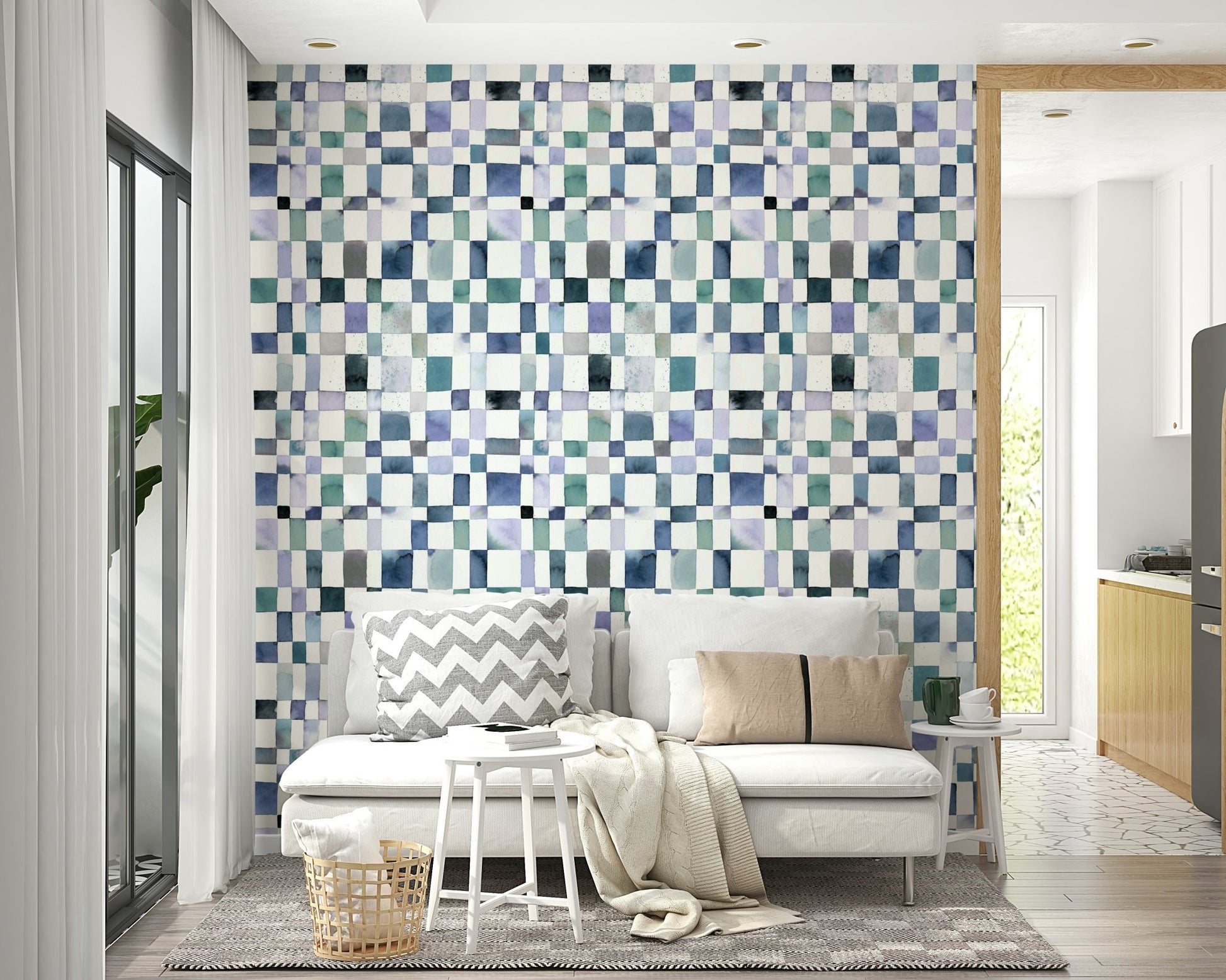 Watercolor checker design for stylish walls

