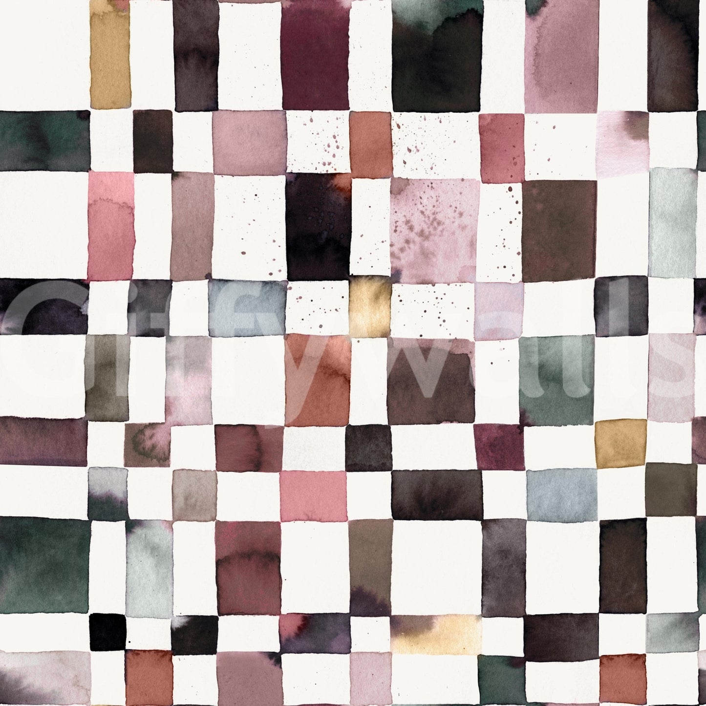 Checkerboard wallpaper featuring soft watercolor shades

