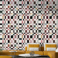 Watercolor checker wallpaper with geometric design

