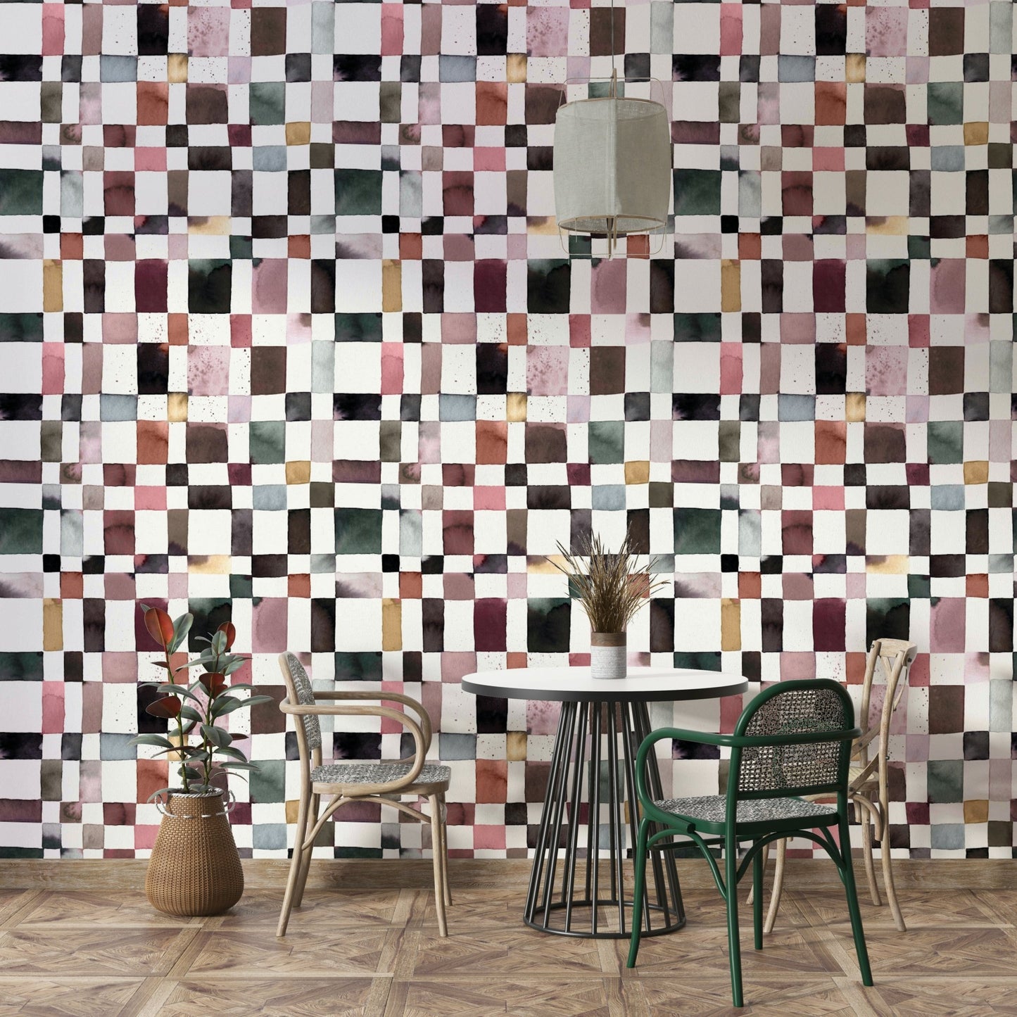 Subtle grid wallpaper in watercolor style

