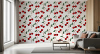 Brighten a modern living room with red cherries wallpaperGD9449