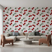 Red Watercolor Cherries wallpaper within a spacious living roomGD9449