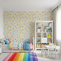 Youthful bedroom vibes with Watercolor Chicks wallpaper mural.