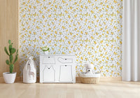 Cheerful nursery decor using Watercolor Chicks peel and stick wallpaper.