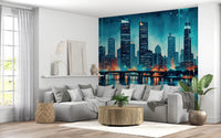 Watercolor Cityscape Wall Mural