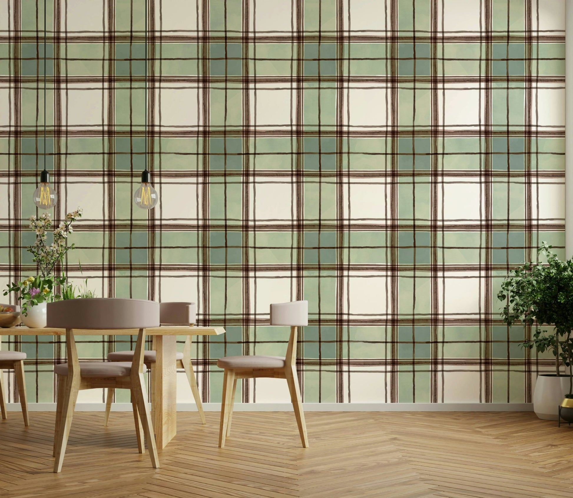 Classic linear pattern mural with artistic finish

