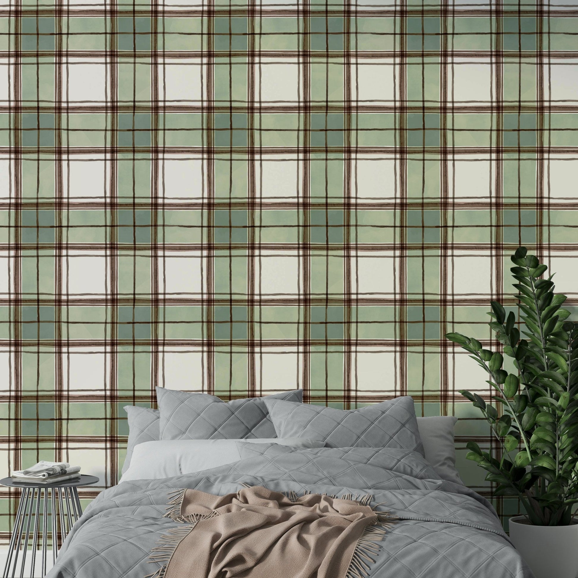 Watercolor striped wallpaper in soft tones

