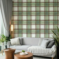 Soft striped wall covering with a geometric layout

