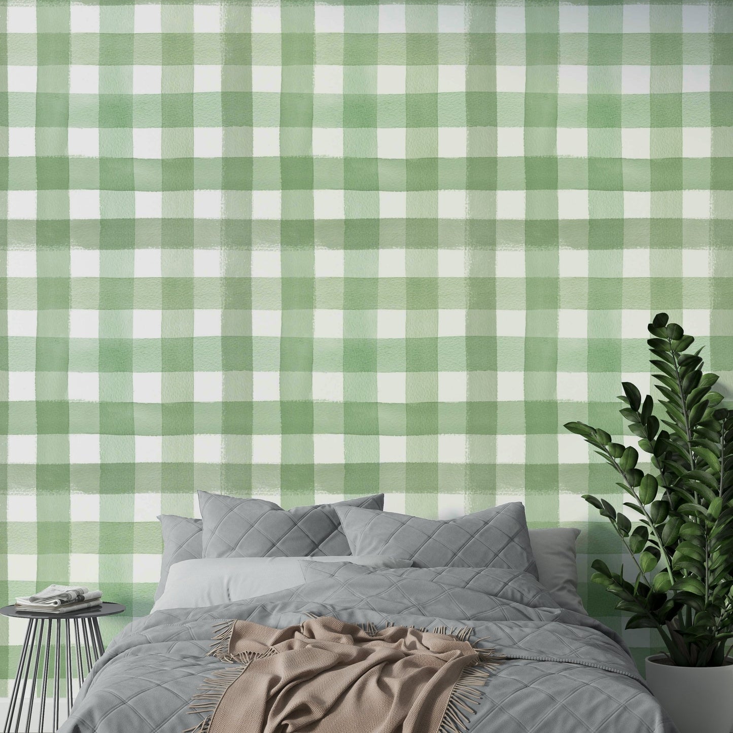 Subtle plaid wallpaper design in green hues

