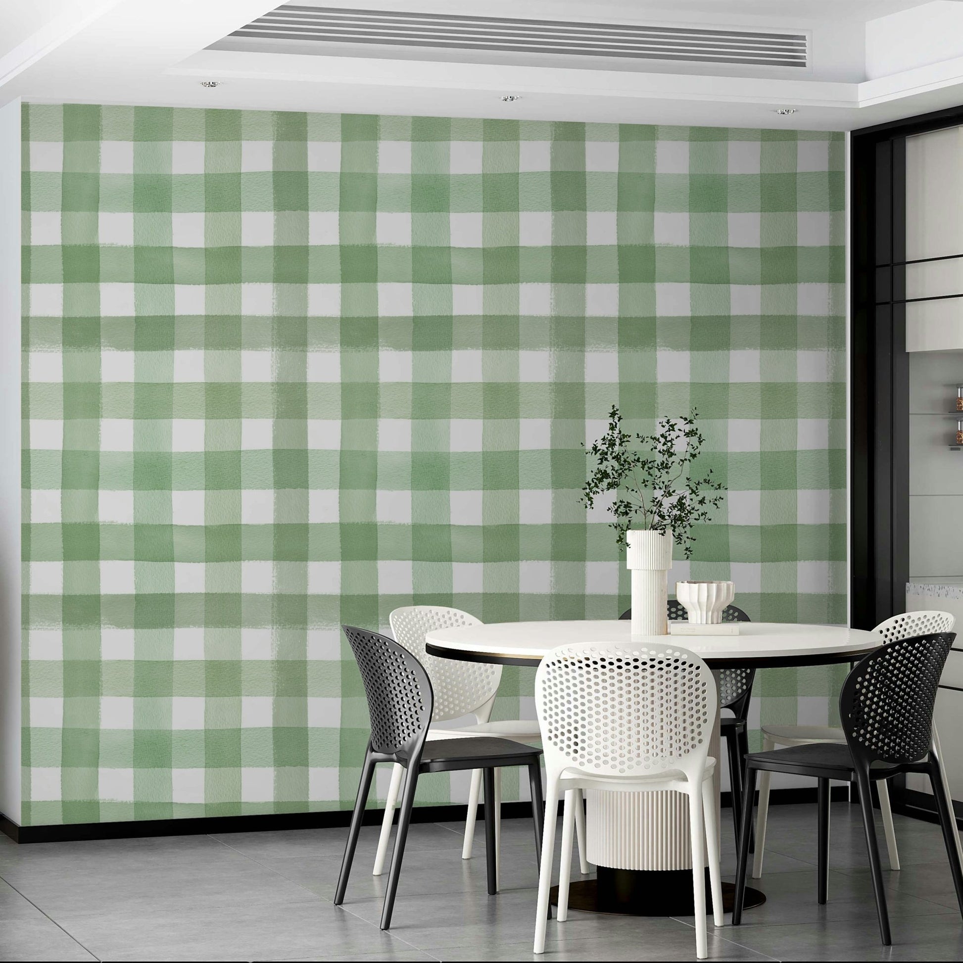 Classic watercolor gingham wall mural

