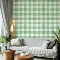 Watercolor plaid wallpaper in green tones

