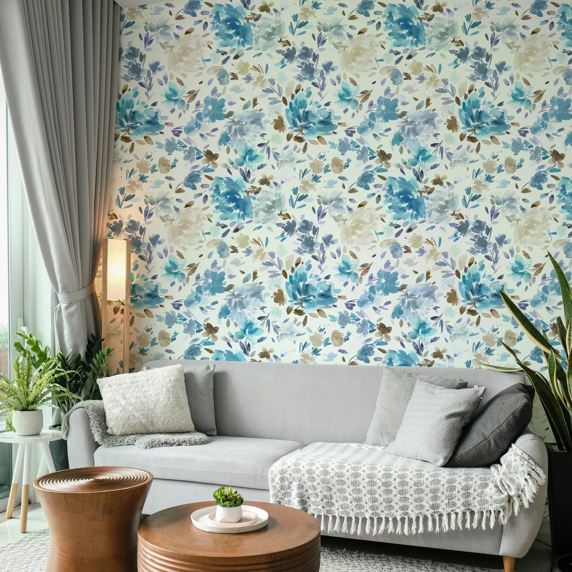 Watercolor floral art featuring blue roses

