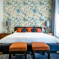 Gentle blue rose wall mural in watercolor style

