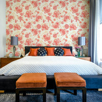 Coral peach rose wallpaper for calm spaces

