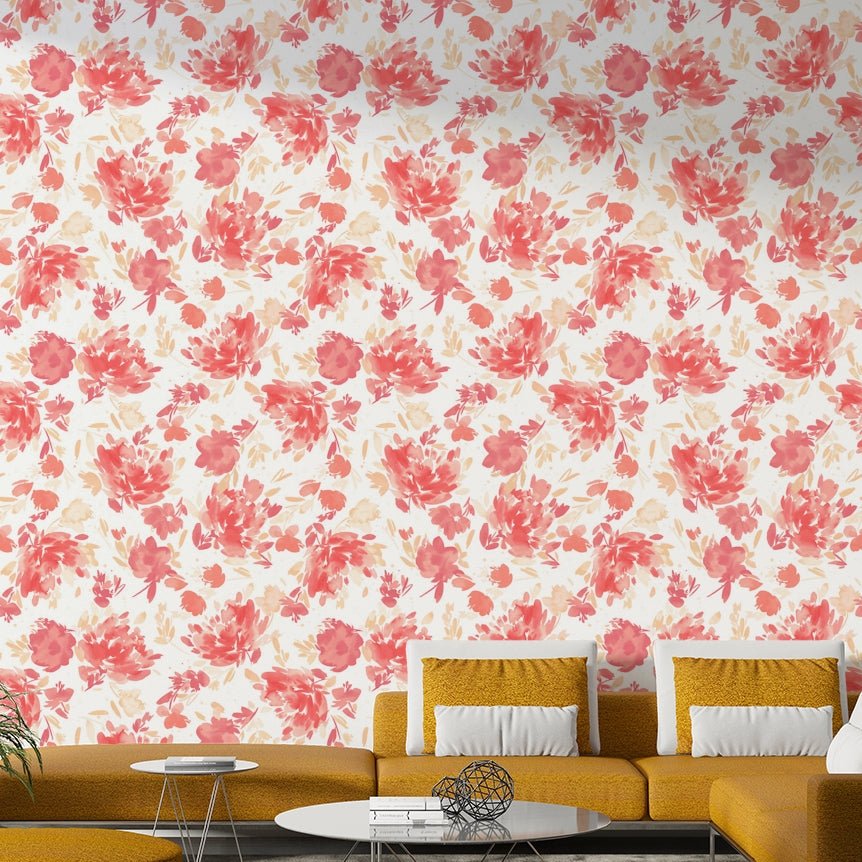 Elegant floral wallpaper in peachy tones

